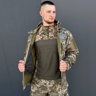Мужская Демисезонная Куртка Soft Shell на Флисе с вентиляционными отверстиями пиксель размер XS 44 for00673bls-XS фото