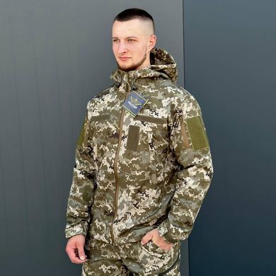 Чоловіча Демісезонна Куртка Soft Shell на Флісі з вентиляційними отворами піксель розмір XS 44  for00673bls-XS фото