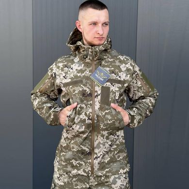 Мужская Демисезонная Куртка Soft Shell на Флисе с вентиляционными отверстиями пиксель размер XS 44 for00673bls-XS фото