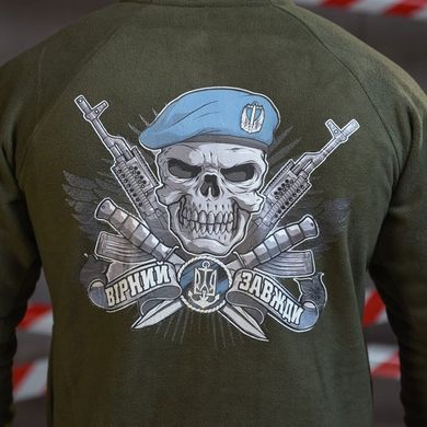 Флісовий спортивний костюм кофта з капюшоном + штани з принтом Вірний завжди олива розмір M buy90015bls-M фото