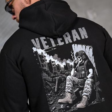 Худі Genesis Veteran на флісі з принтом на спині чорне розмір M buy97462bls-M фото