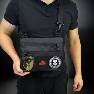 Тактична cумка через плече Cordura чорна 30х24 см ws82492bls фото
