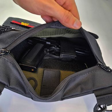 Тактична cумка через плече Cordura чорна 30х24 см ws82492bls фото