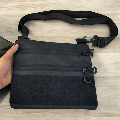 Тактична cумка через плече Cordura чорна 30х24 см ws82492bls фото