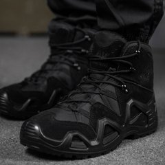 Мужские кожаные Ботинки АК на гибкой полиуретановой подошве / Водонепроницаемые Берцы черные размер 40 15503bls-40 фото
