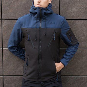 Чоловіча куртка Pobedov Korol Lev SoftShell синя з чорним розмір S pobOWku11bblbls-S фото
