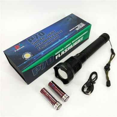 Акумуляторний ліхтар X-Balog BL-X92-P70 з 3-ма режимами роботи та ремінцем на руку чорний ws47396bls фото