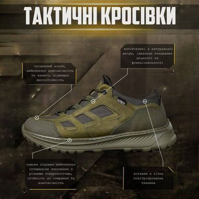 Шкіряні кросівки Extreme з сітчастими вставками олива розмір 40 buy86667bls-40 фото