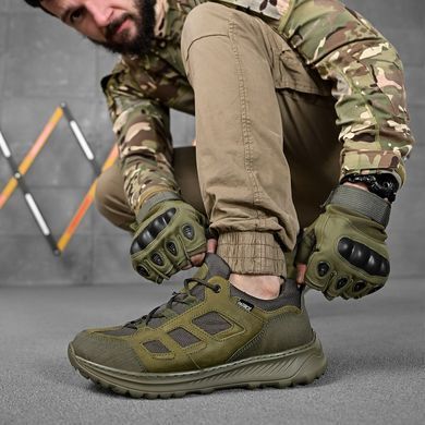 Шкіряні кросівки Extreme з сітчастими вставками олива розмір 40 buy86667bls-40 фото