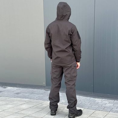 Костюм мужской на флисе Куртка + Брюки / Утепленная форма Softshell черная размер S for00628bls-S фото