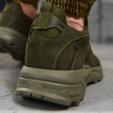 Шкіряні кросівки Shrew із сітчастими вставками олива розмір 40 buy87618bls-40 фото