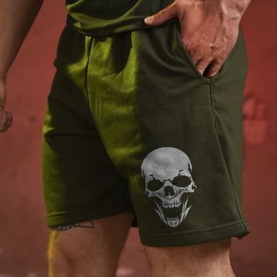 Трикотажні шорти з принтом Skull олива розмір M buy87528bls-M фото