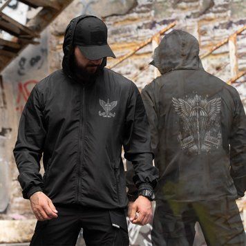 Вітрівка&nbsp;Born of War з принтом ДШВ чорна розмір S buy97187bls-S фото