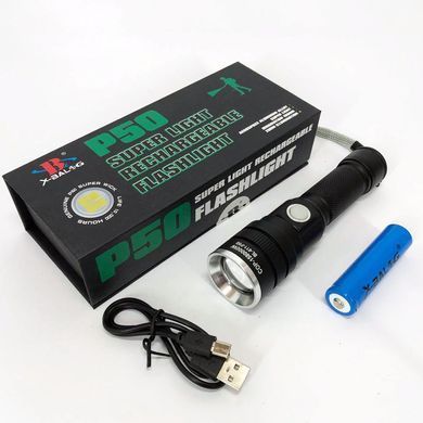 Ручной аккумуляторный фонарь Bailong BL 611-P50 черный 13,8x3,5 см ws25816bls фото