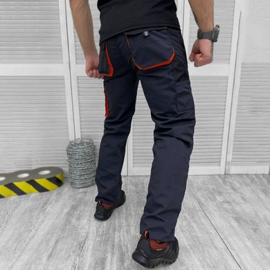 Чоловічі щільні Штани із відсіками для Наколінників / Робочі Брюки синьо-червоні розмір S 14637bls-S фото