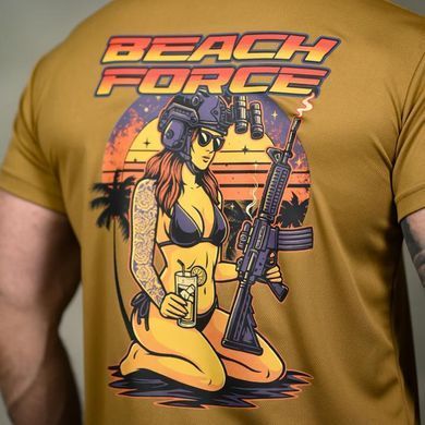 Потовідвідна футболка Selion з принтом Beach Force койот розмір M buy95496bls-M фото