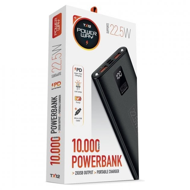 Power Bank 10000mAh 22.5W type-c с фонариком и ЖК-экраном / Внешний аккумулятор черный / Повербанк / Портативная батарея 127177bls фото