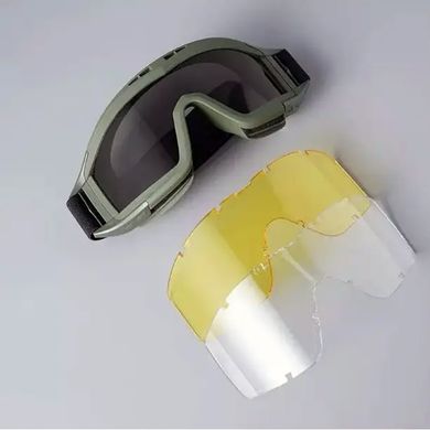 Защитные очки с 3 съемными линзами и чехлом олива размер универсальный for00216bls-о фото