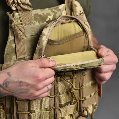 Плитоноска Attack Cordura 1000D з підсумками / Захисний Жилет з функцією швидкого скидання піксель buy87159bls фото