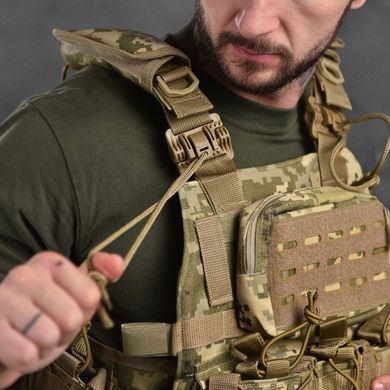 Плитоноска Attack Cordura 1000D з підсумками / Захисний Жилет з функцією швидкого скидання піксель buy87159bls фото