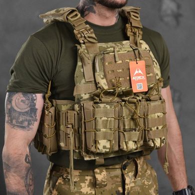 Плитоноска Attack Cordura 1000D з підсумками / Захисний Жилет з функцією швидкого скидання піксель buy87159bls фото