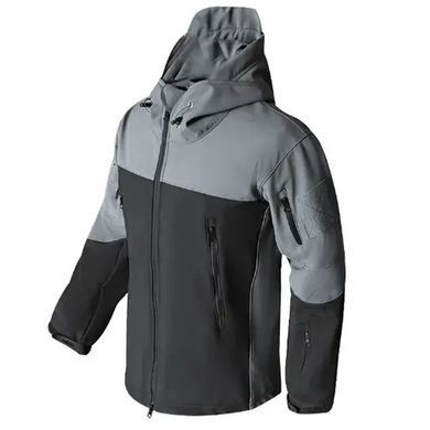 Тактическая куртка Gman Softshell с липучками под шевроны черная с серым размер M skl6396bls-M фото
