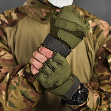 Беспалые перчатки Lesko E302 Sand с защитными накладками олива размер M buy86952bls-M фото