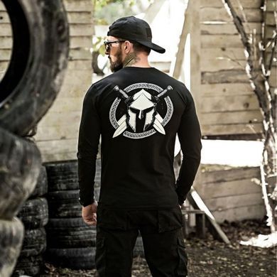 Лонгслів Spartan з принтом на грудях та спині чорний розмір M buy93404bls-M фото