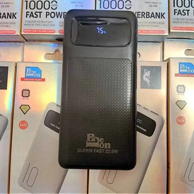 Power Bank 10000mAh 22.5W type-c quick charge з та РК-екраном / Зовнішній акумулятор Paleon чорний / Повербанк / Портативна батарея 127178bls фото