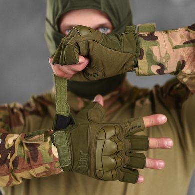 Перчатки Mechanix M-Pact 3 с открытыми пальцами и защитными накладками олива размер M buy87002bls-M фото