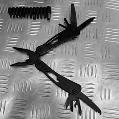 Мультитул з Бітами та Чохлом у комплекті / Мультифункціональний інструмент із нержавіючої сталі чорний 10,5x5,5 см 50214bls фото