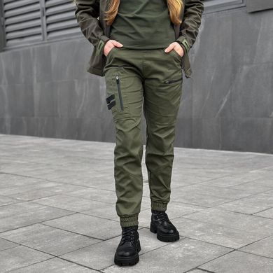 Жіноча Форма "Pobedov" Куртка на мікрофлісі + Штани - Карго / Демісезонний Костюм олива розмір M pob760+875khbls-M фото