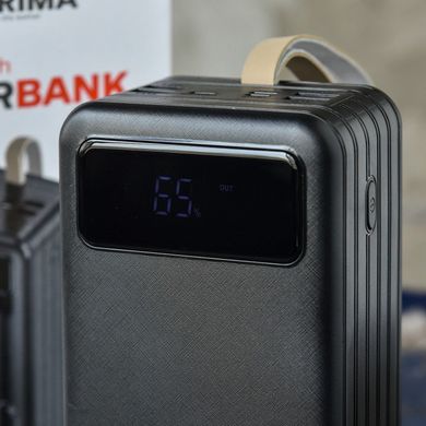 Повербанк 60 000 mAh з LED дисплеєм / Power Bank Torima TRM-007 із вбудованими кабелями / Портативний зарядний пристрій чорний buy56855bls фото