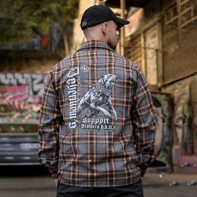 Фланелева сорочка Born of War з принтом Support картата помаранчево-сіра розмір S buy97582bls-S фото