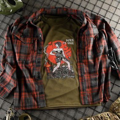 Футболка Born of War з принтом Girl олива розмір S buy96186bls-S фото