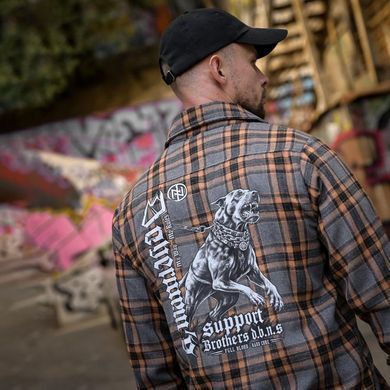 Фланелева сорочка Born of War з принтом Support картата помаранчево-сіра розмір S buy97582bls-S фото