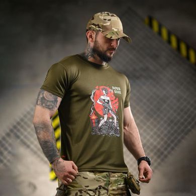 Футболка Born of War з принтом Girl олива розмір S buy96186bls-S фото