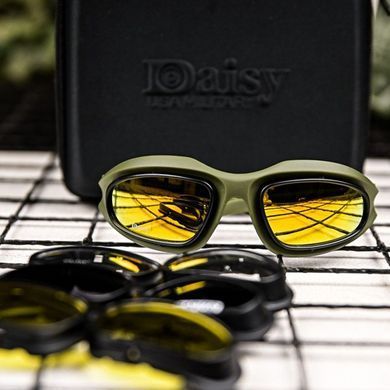 Тактичні окуляри Daisy з 3-ма змінними лінзами та кейсом олива buy93015bls фото