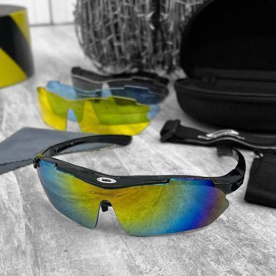 Тактичні Окуляри OAKLEY із 5-ма змінними лінзами та діоптричною вставкою розмір універсальний 15169bls фото
