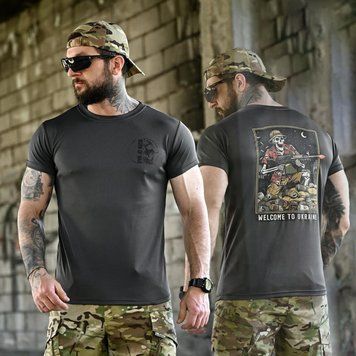 Потоотводная футболка Born of War с принтом Welcome to Ukraine серая размер S buy96456bls-S фото