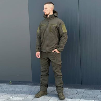 Костюм мужской на флисе Куртка + Брюки / Утепленная форма Softshell олива размер S for00627bls-S фото