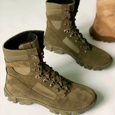 Утеплені Берці з натуральної шкіри з підкладкою Airtex / Зимові черевики у кольорі олива розмір 38 80008bls-38 фото