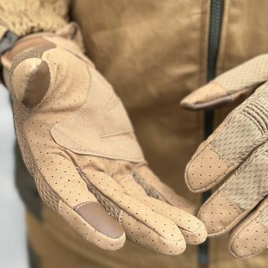 Літні Сітчасті Рукавиці з посиленими пальцями та антиковзним покриттям койот розмір S for00282bls-S фото