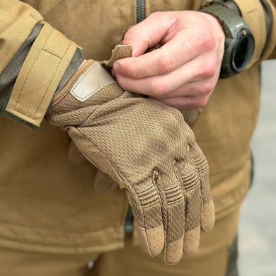 Летние сетчатые перчатки с усиленными пальцами и антискользящим покрытием койот размер S for00282bls-S фото
