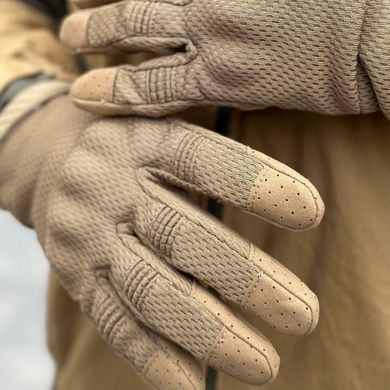 Літні Сітчасті Рукавиці з посиленими пальцями та антиковзним покриттям койот розмір S for00282bls-S фото