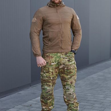 Літня Чоловіча Куртка Skin з прихованим капюшоном та липучками під шеврони / Легка Вітровка койот розмір S bkrSkinbls-S фото