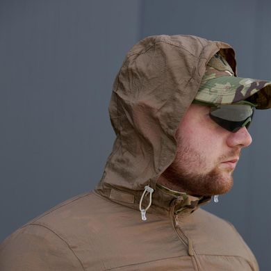 Летняя Мужская Куртка Skin со скрытым капюшоном и липучками под шевроны / Легкая Ветровка размер койот S bkrSkinbls-S фото