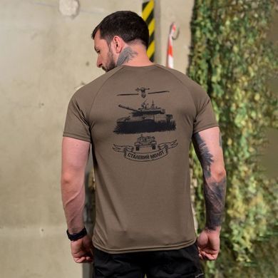 Потовідвідна футболка Танкіст з принтом на грудях та спині олива розмір L buy92829bls-L фото