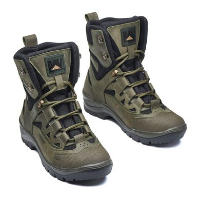 Универсальные кожаные Ботинки на двухкомпонентной подошве / Высокие Берцы с мембраной олива размер 35 801 олива літоbls-35 фото