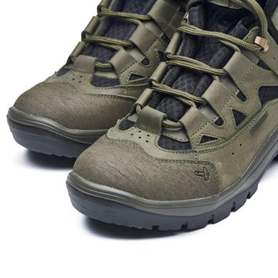 Универсальные кожаные Ботинки на двухкомпонентной подошве / Высокие Берцы с мембраной олива размер 35 801 олива літоbls-35 фото